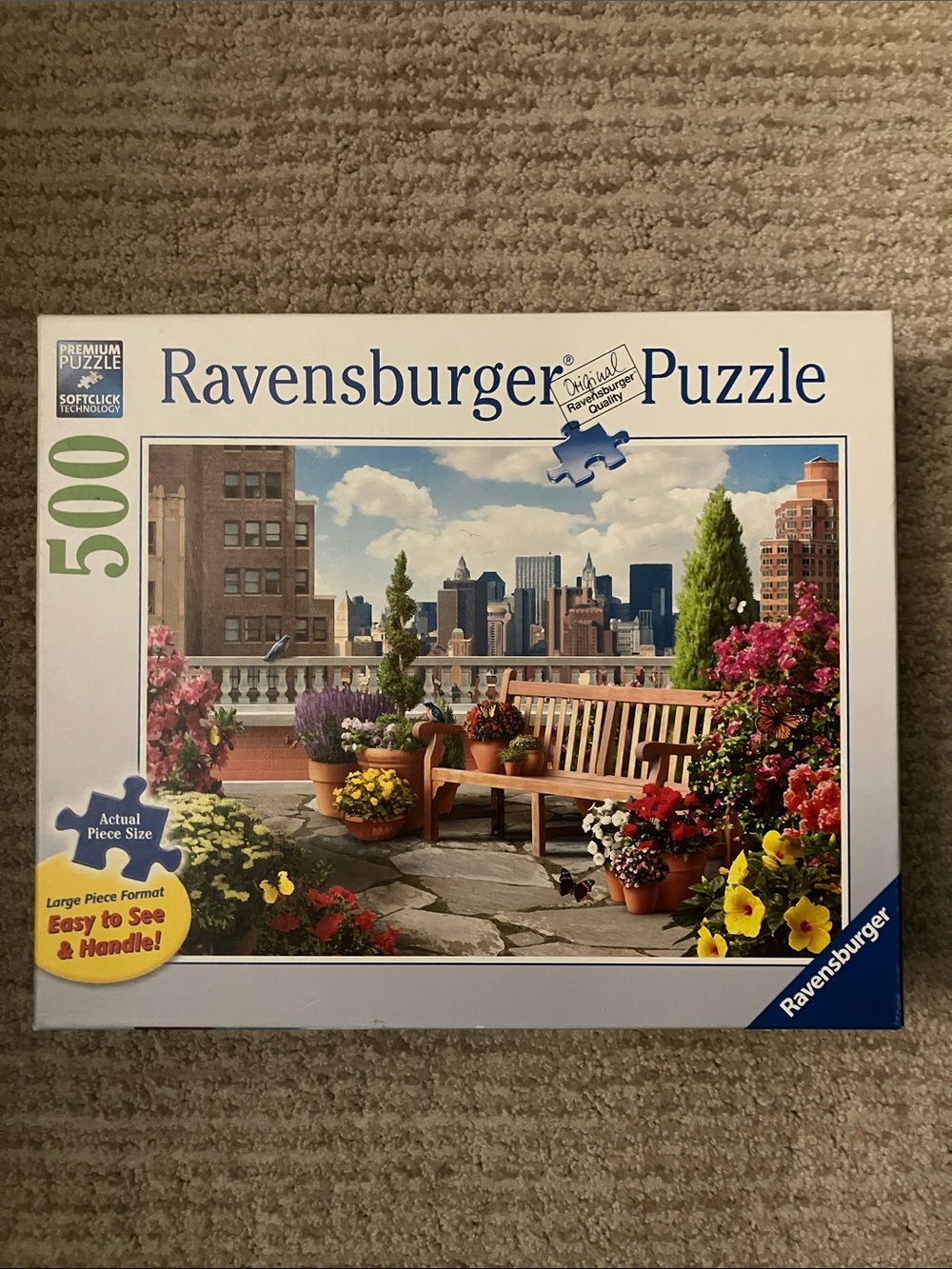 🧩Complete🧩 Ravensburger ‘Rooftop Garden’ 500 large piece puzzle